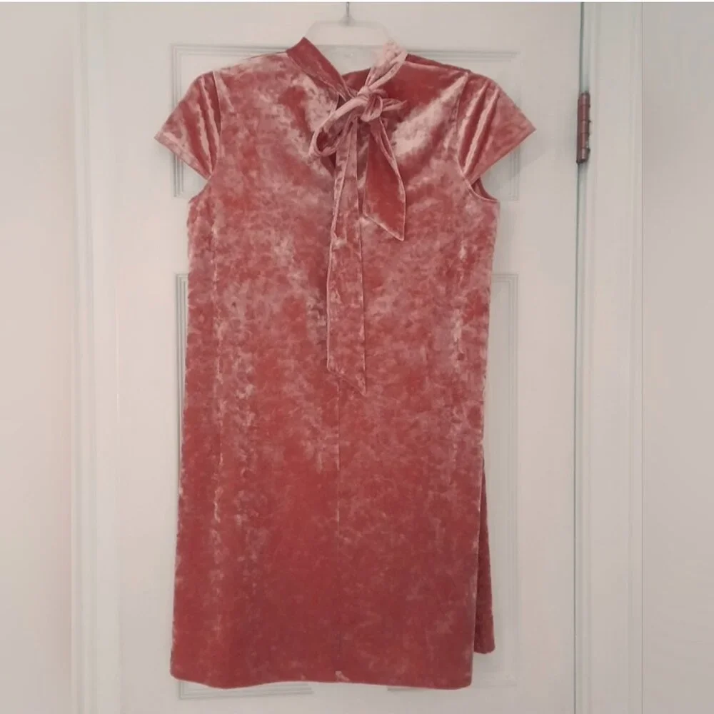 Madewell Coral Pink Crushed Velvet Mini Shift Dress Size S NWT